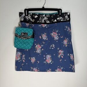 Zand Amsterdam Wrap Skirt Womens Snap Reversible O/S Blue Pink Floral Clip Purse